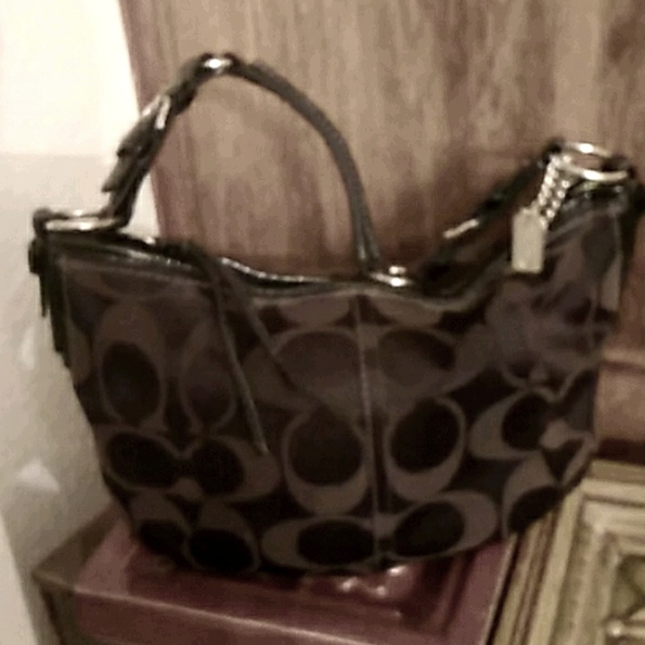 Coach shoulder bag black green/grey Cs, Missing Coach Charm. - Picture 2 of 7
